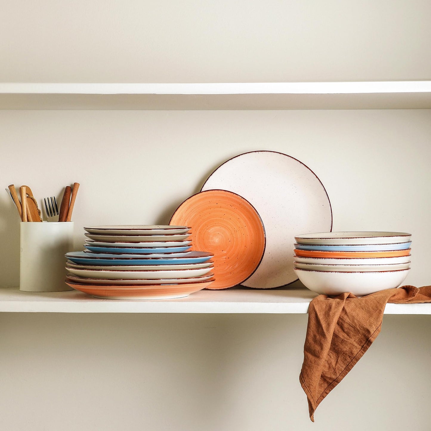 TootieWare Ceramic Dinner Plates Set of 6 – 10.5-Inch, Blue, Dishwasher Safe