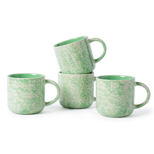 MONITO 12oz Ceramic Coffee Mugs Set of 4 – Unique Glaze, Green