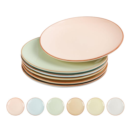 AHX Colorful Ceramic Dessert Plates Set of 6 – 8-Inch, Dishwasher & Oven Safe