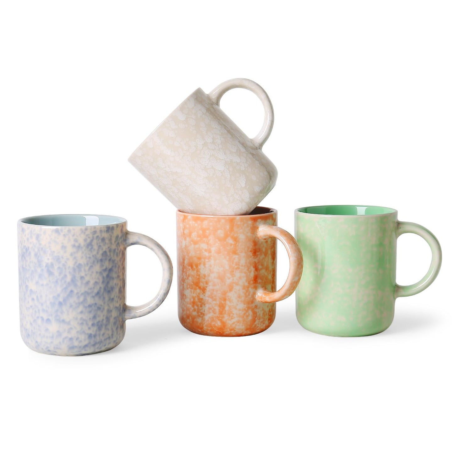 MONITO 17oz Ceramic Coffee Mugs Set of 4 – Unique Glaze, Colorful