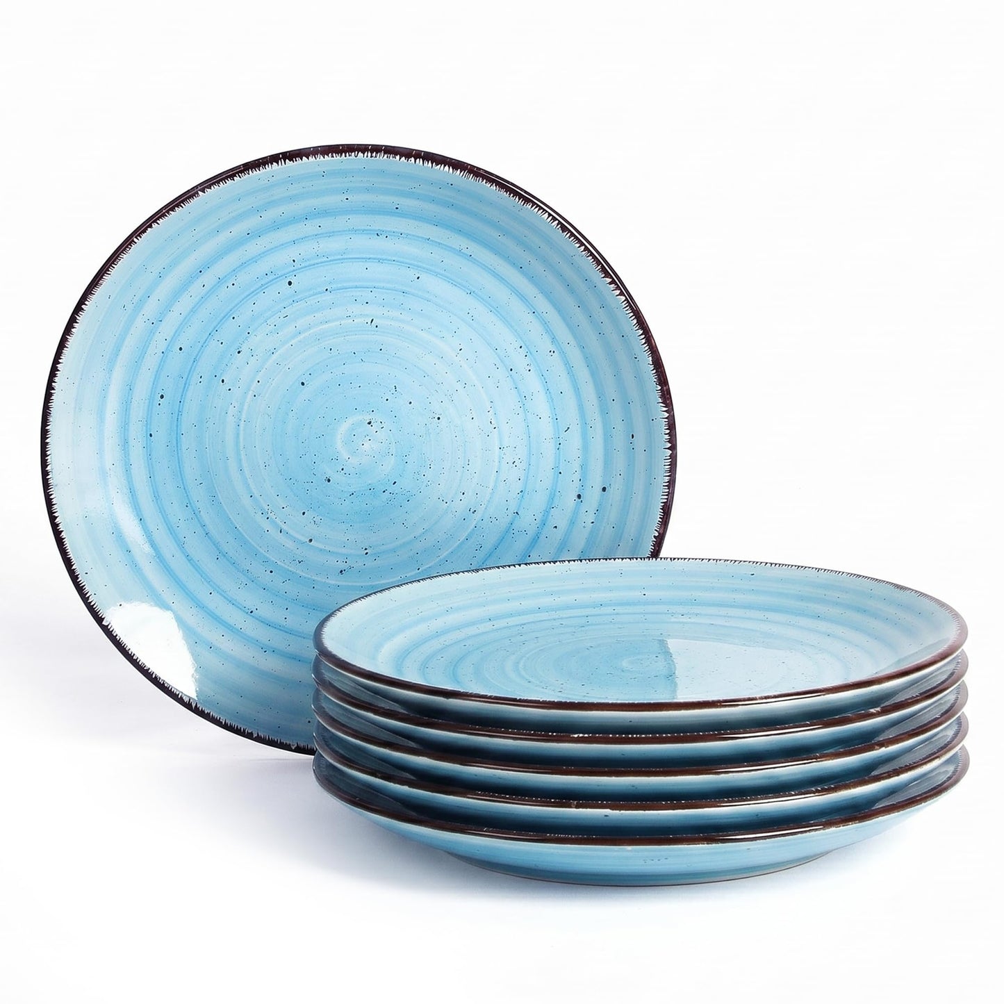 TootieWare Ceramic Dinner Plates Set of 6 – 10.5-Inch, Blue, Dishwasher Safe