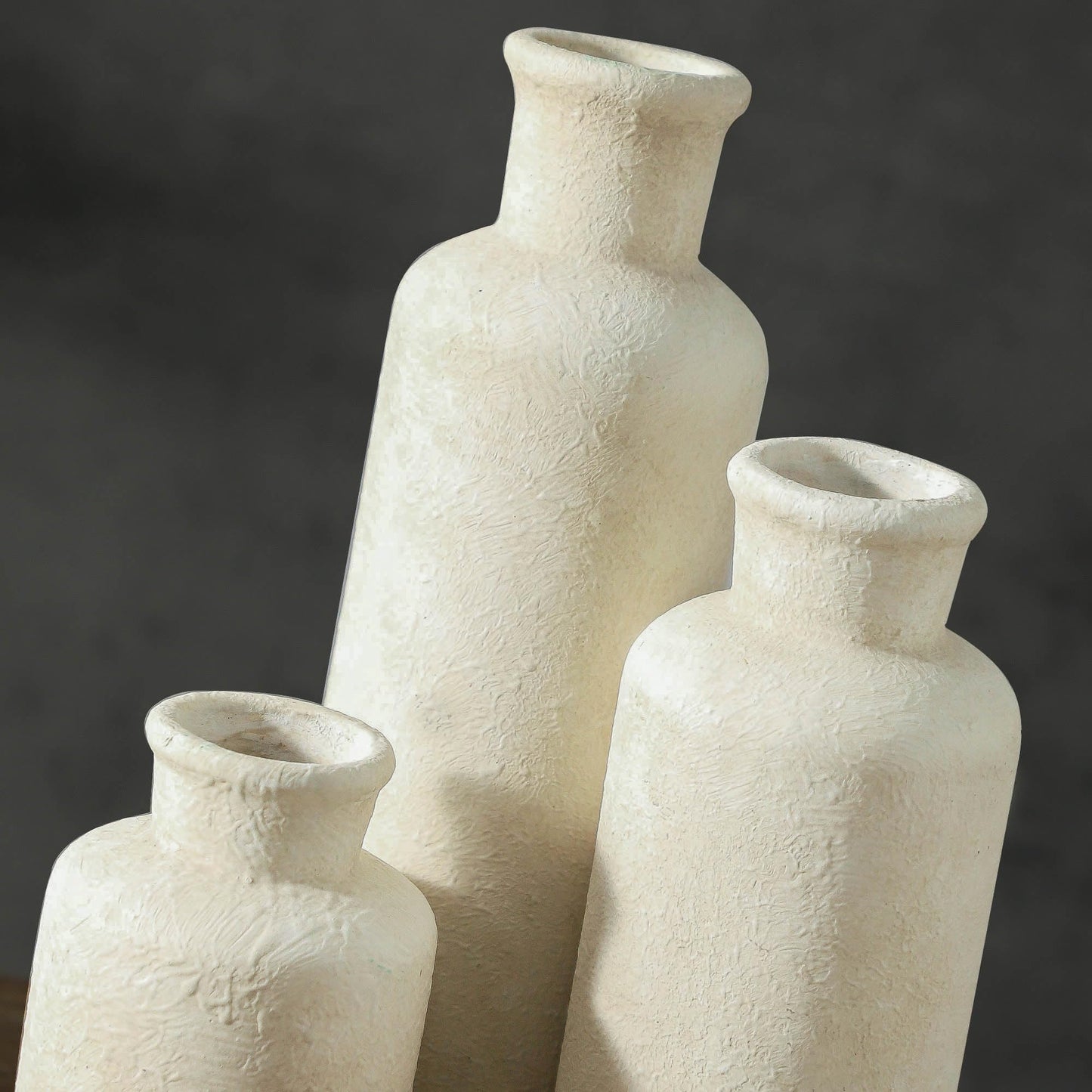 ooit Whitewashed Ceramic Vase Set of 3 – Rustic Farmhouse Home Decor