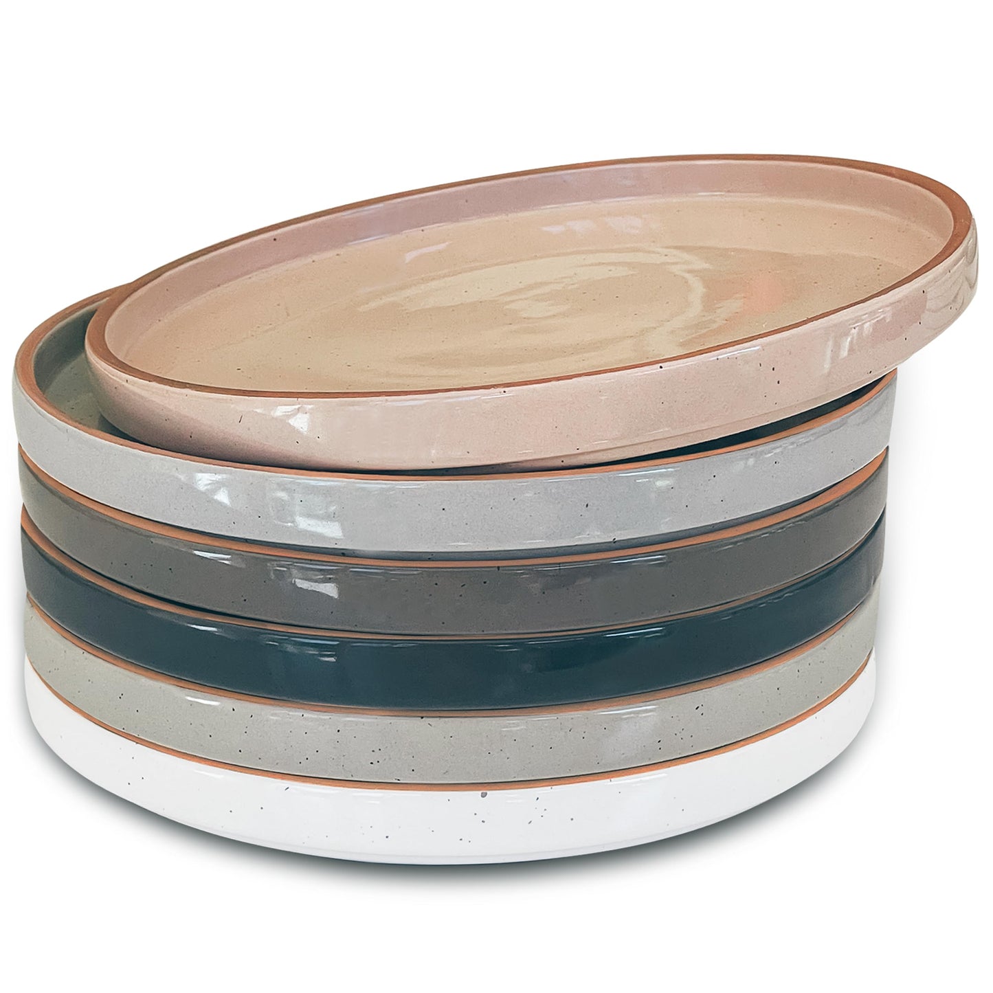 MORA Ceramic Flat Plates Set of 6 – 8-Inch, Scratch Resistant, Neutral